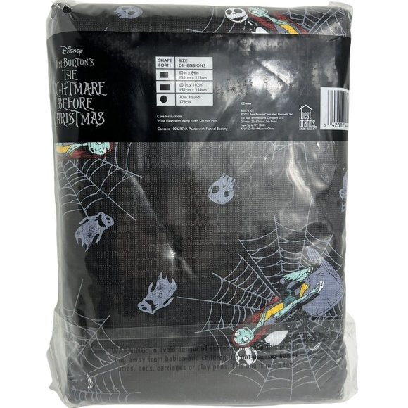 Disney Nightmare Before Christmas Tablecloth 60"x102” Jack And Sally Spiderwebs - Picture 12 of 12
